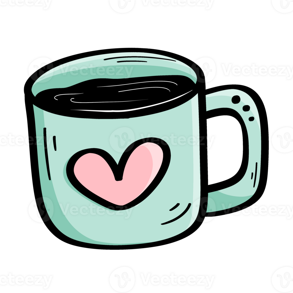 coffee cup with heart icon on transparent background png