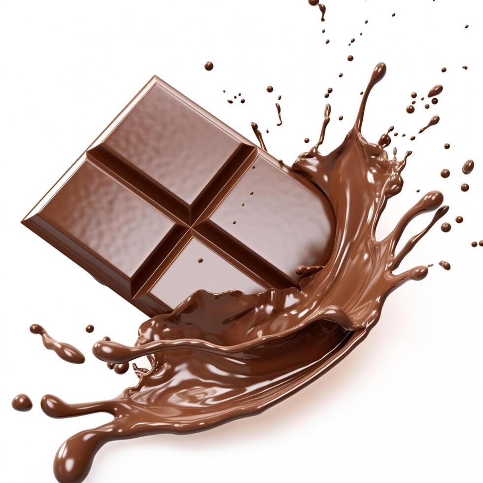 AI generated Highper Realistic chocolate with splash photo