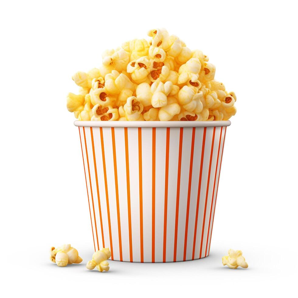 AI generated Fresh popcorn in paper cup photo