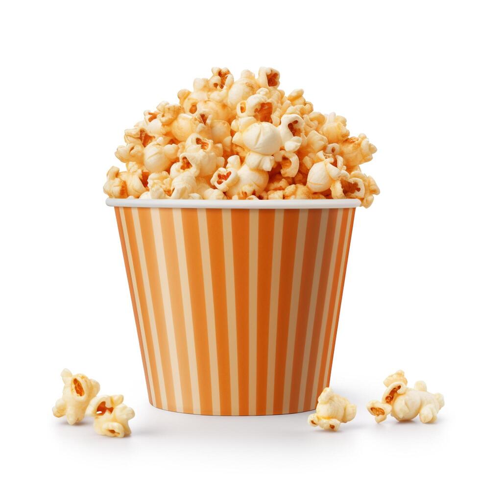 AI generated Fresh popcorn in paper cup photo