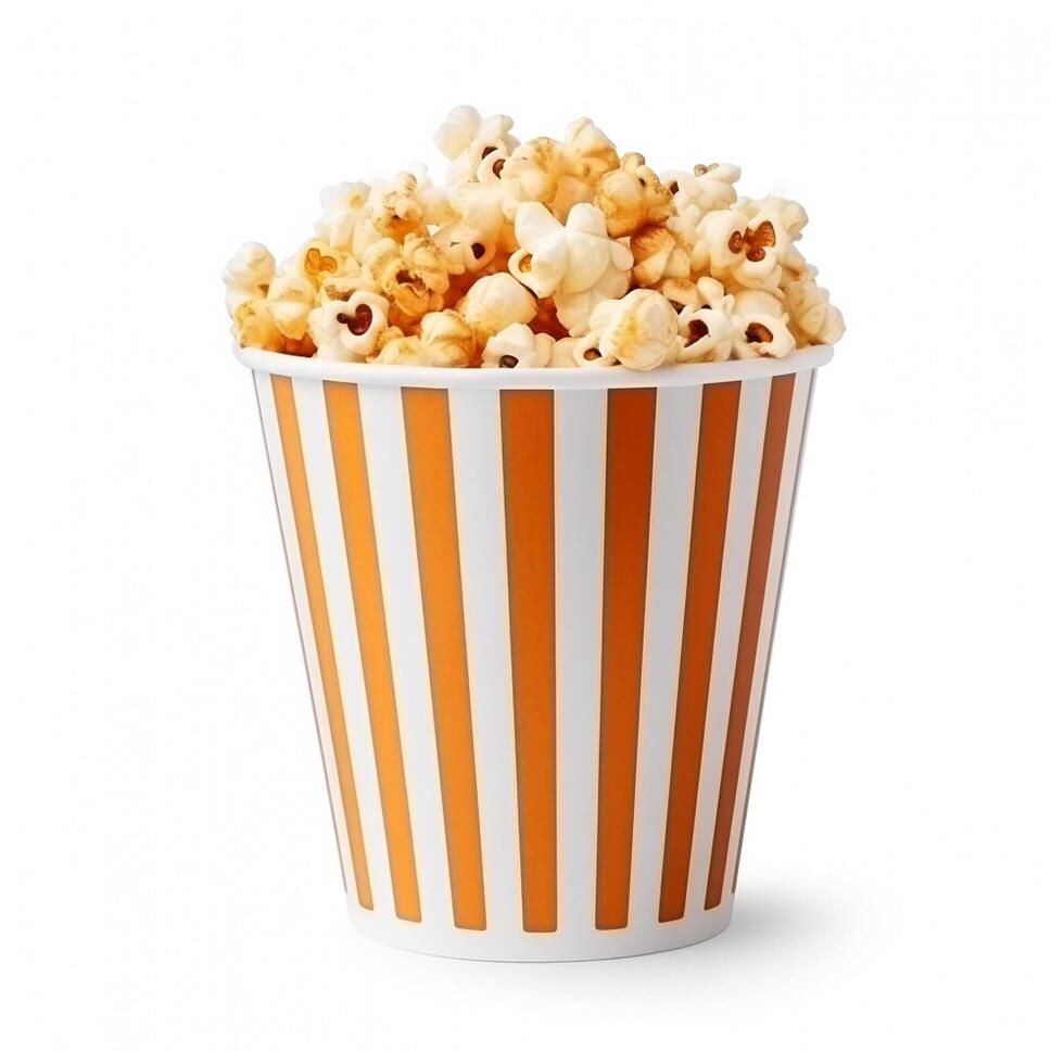 AI generated Fresh popcorn in paper cup photo