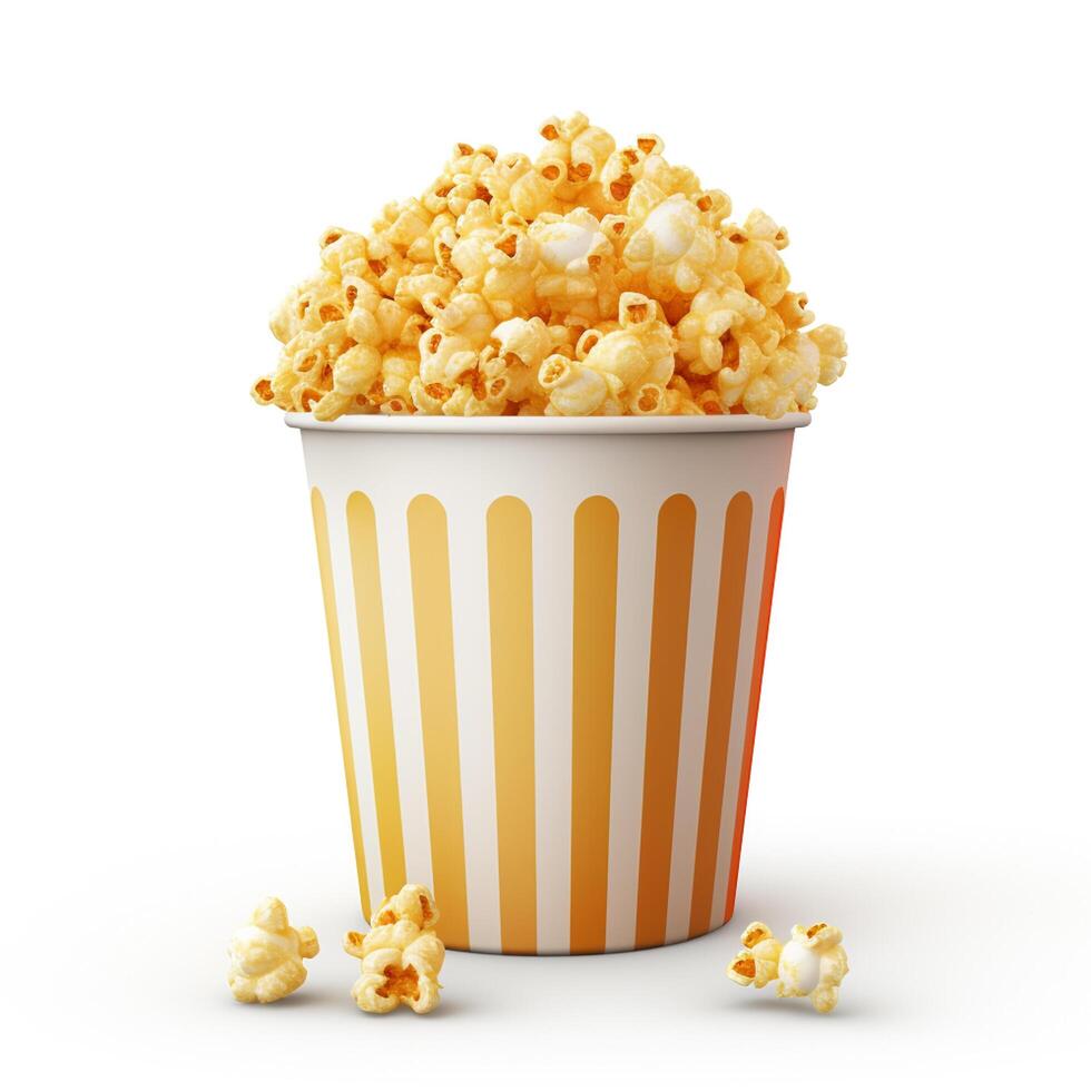 AI generated Fresh popcorn in paper cup photo