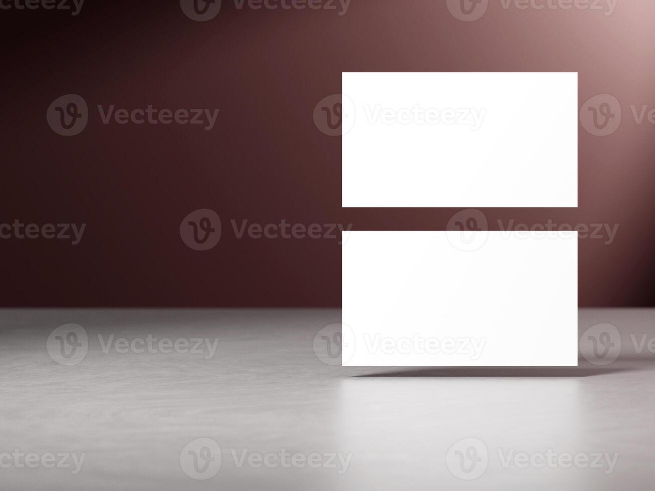 Elegant business card mockup on dark brown gradient background photo