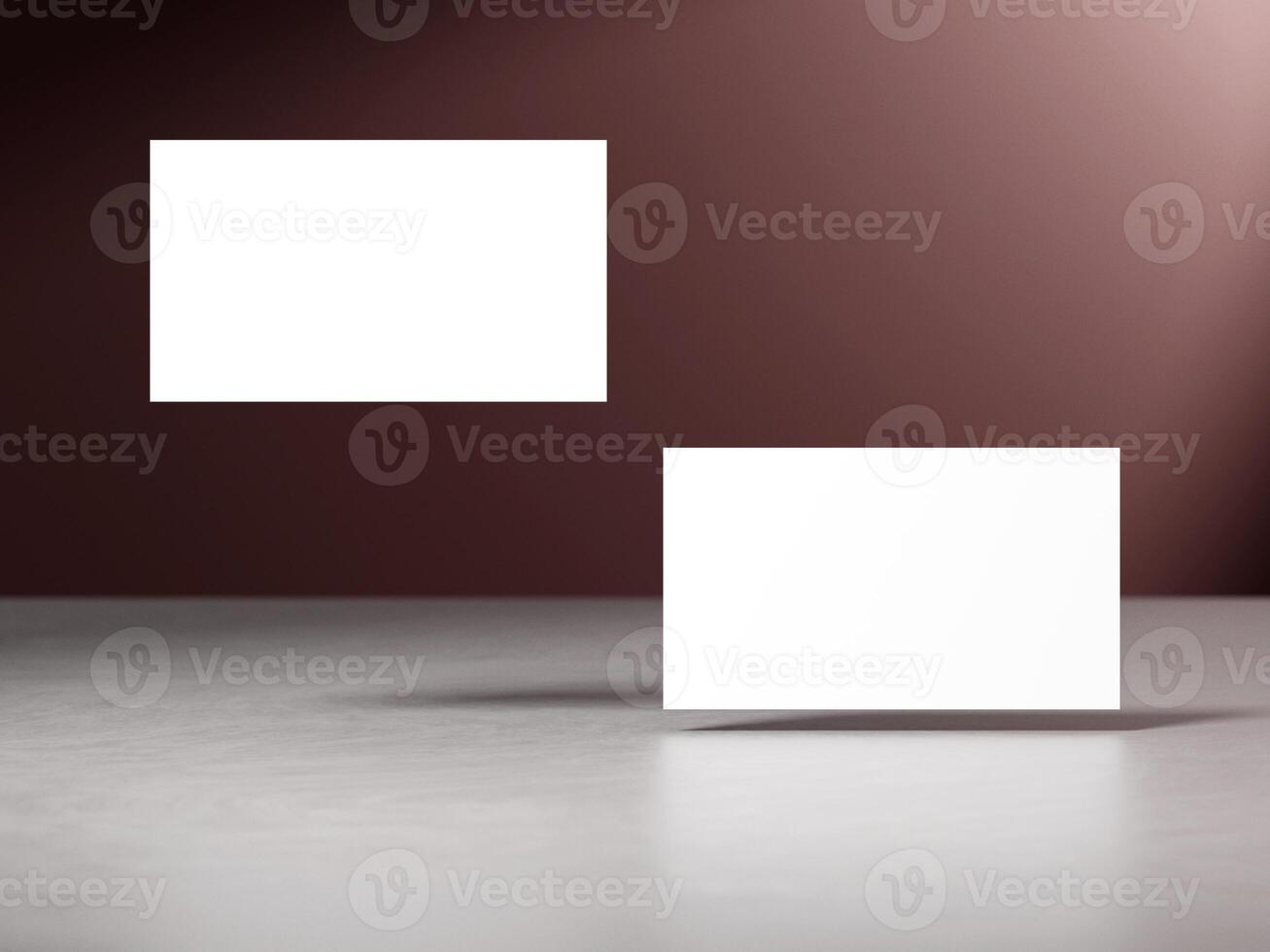 Elegant business card mockup on dark brown gradient background photo