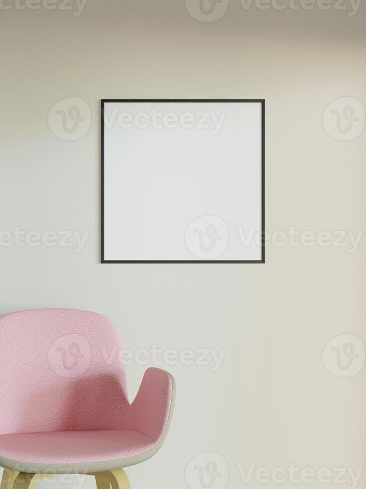 Frame mockup on the wall. Poster mockup. Clean, modern, minimal frame. Empty frame Indoor interior, show text or product photo