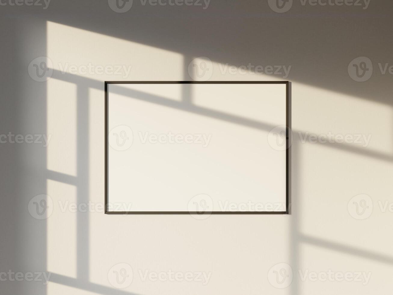 Mockup poster frame in modern interior background with window shadow photo