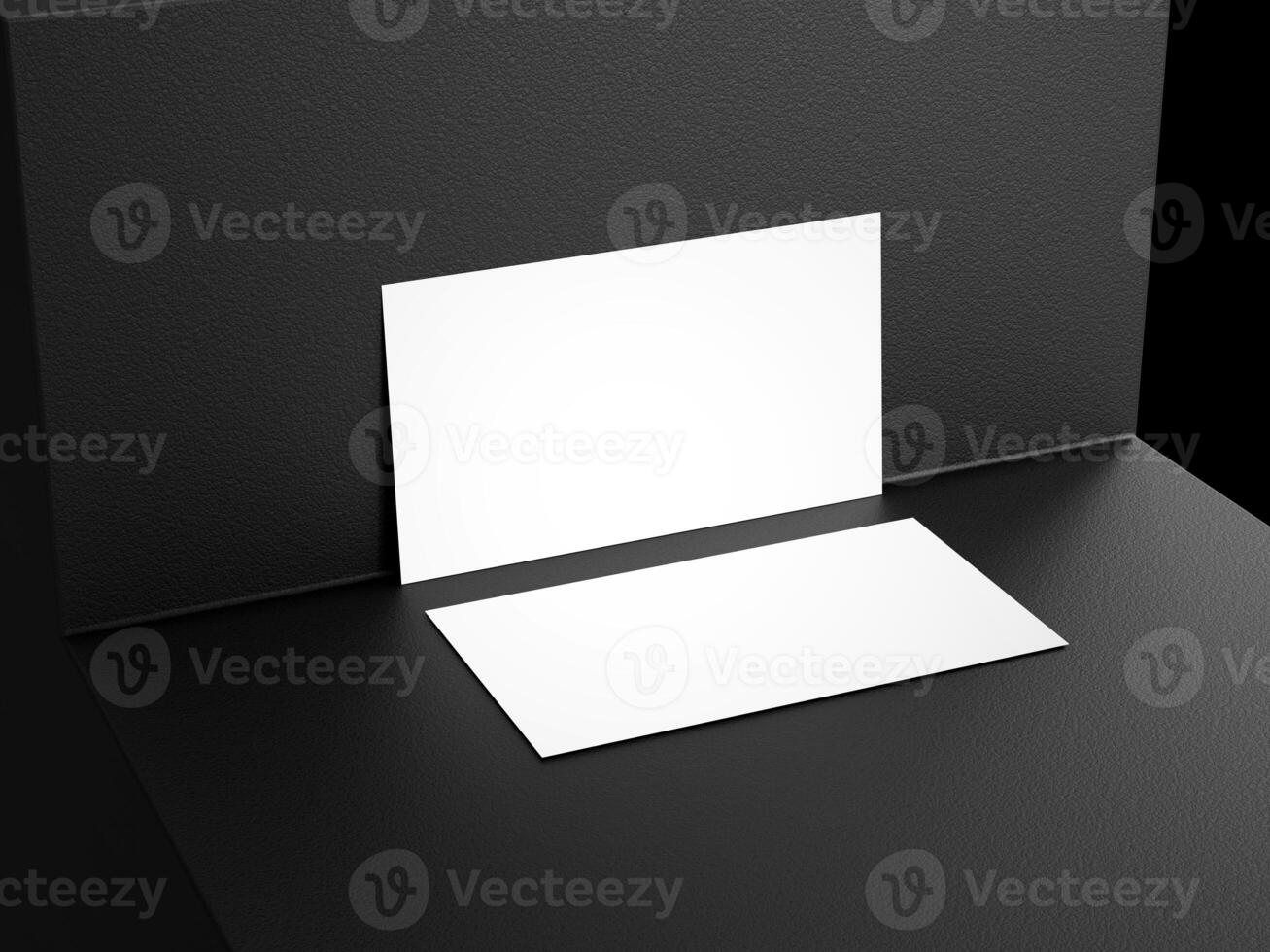 Elegant business card on black platform background photo