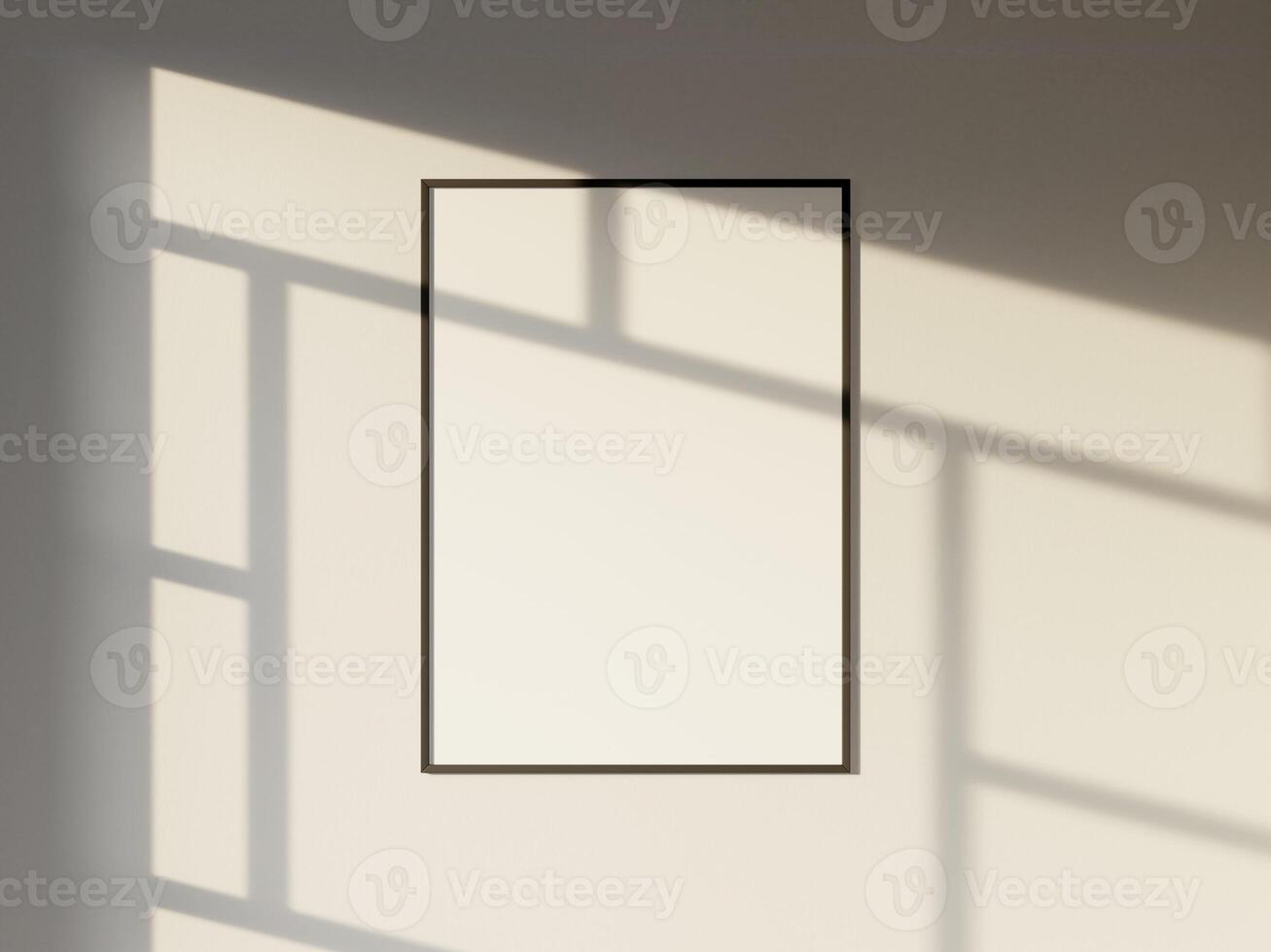 Mockup poster frame in modern interior background with window shadow photo