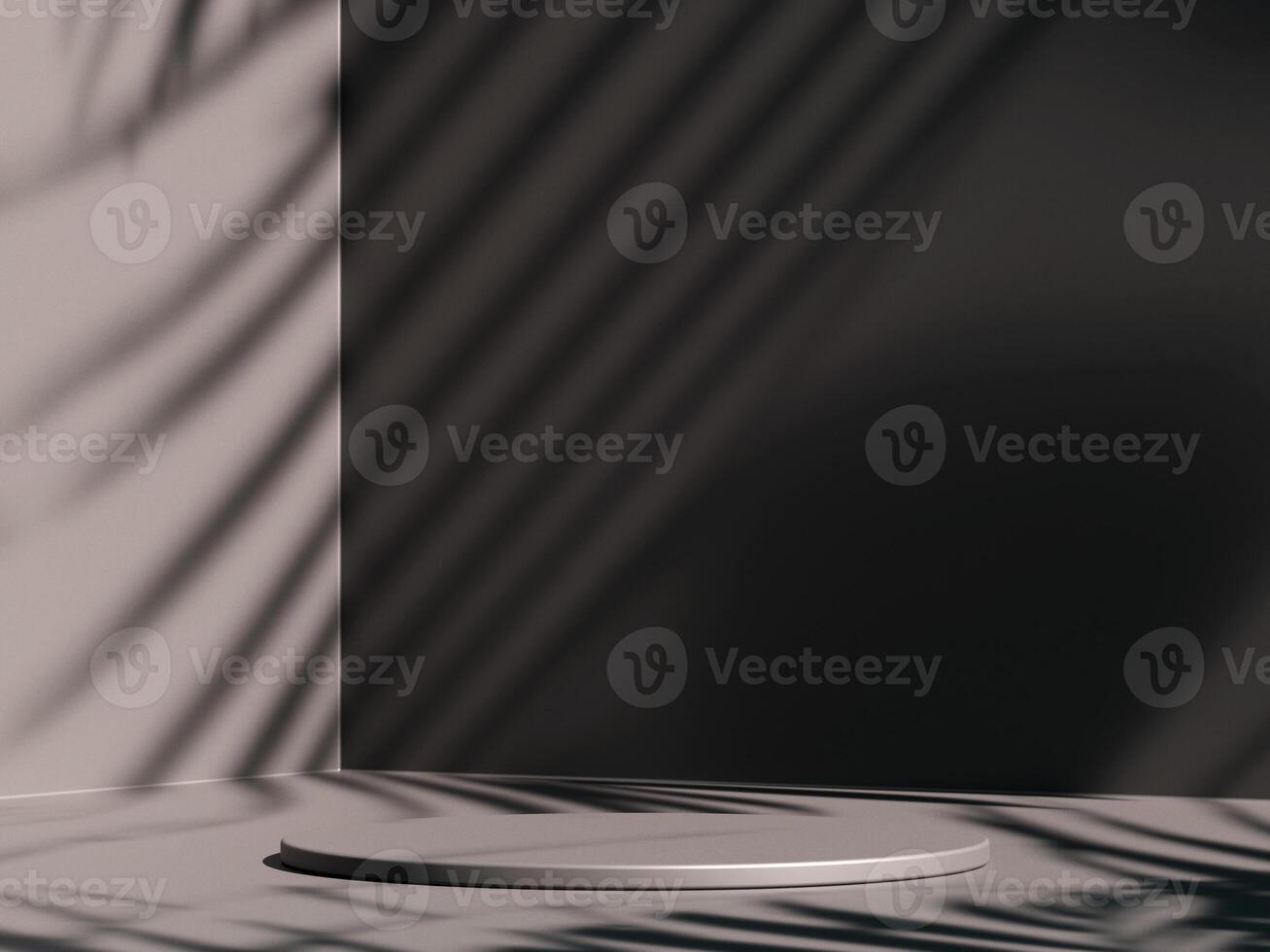 3d display podium with dark grey background. 3d rendering of realistic presentation for product advertising. 3d minimal illustration photo