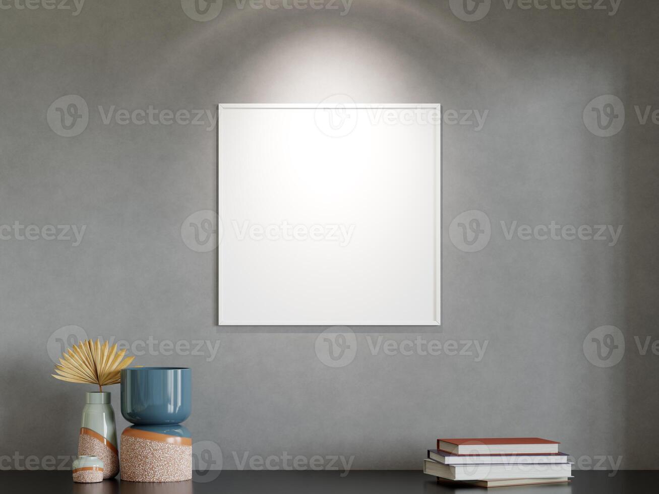 Mockup poster frame in modern interior background photo