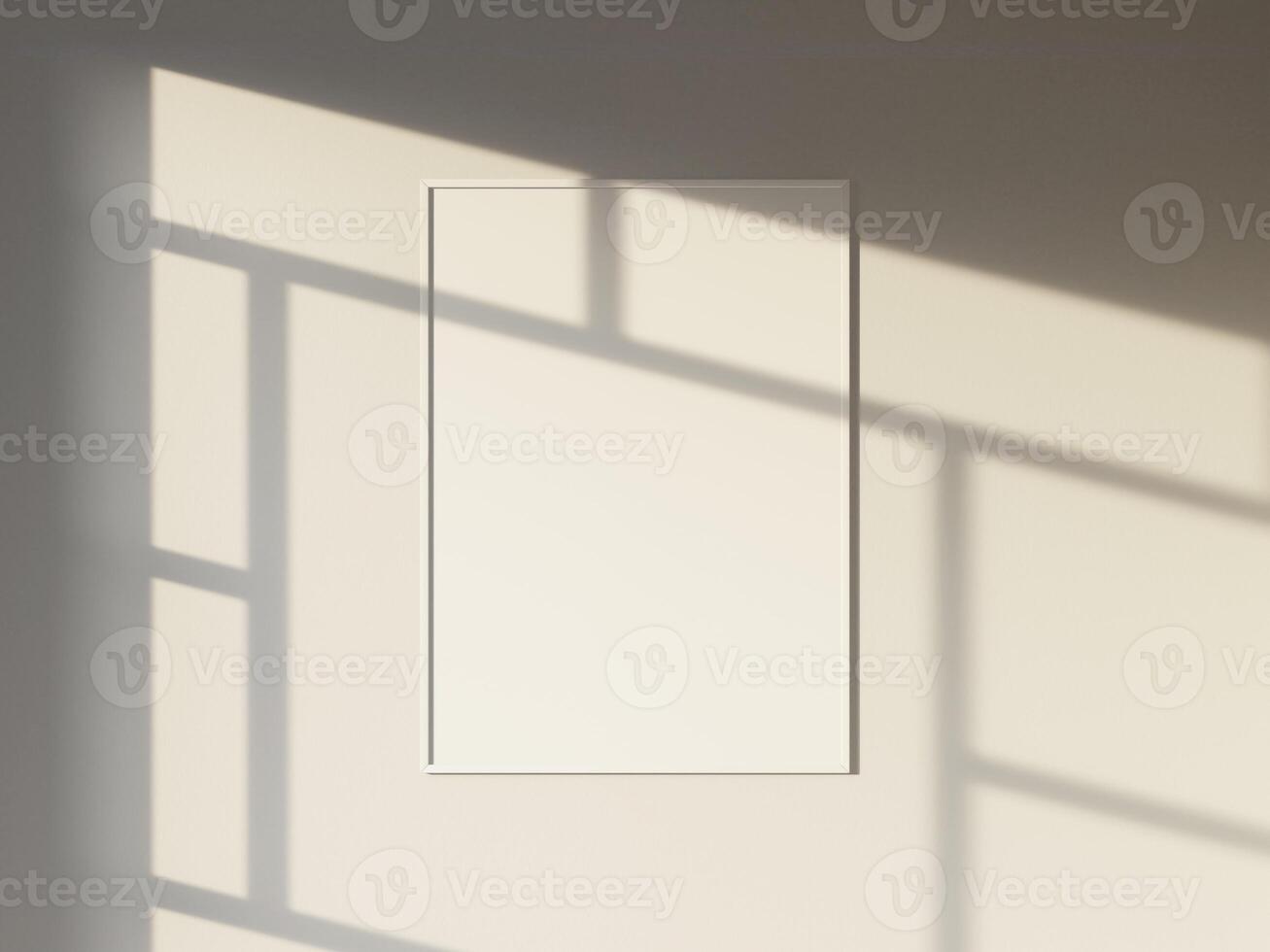 Mockup poster frame in modern interior background with window shadow photo