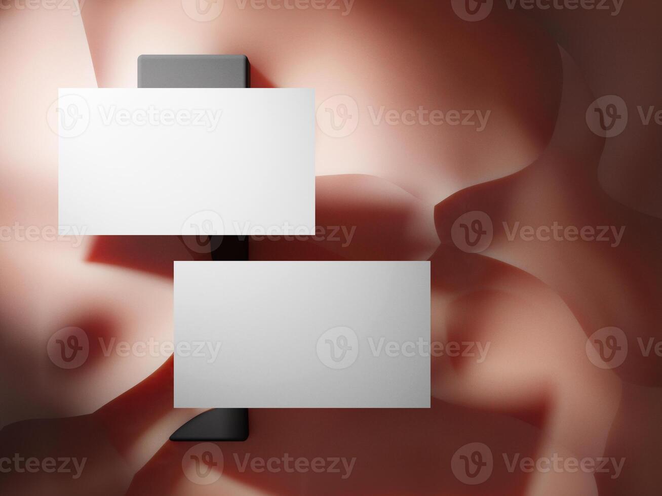Business card mockup with sand background photo