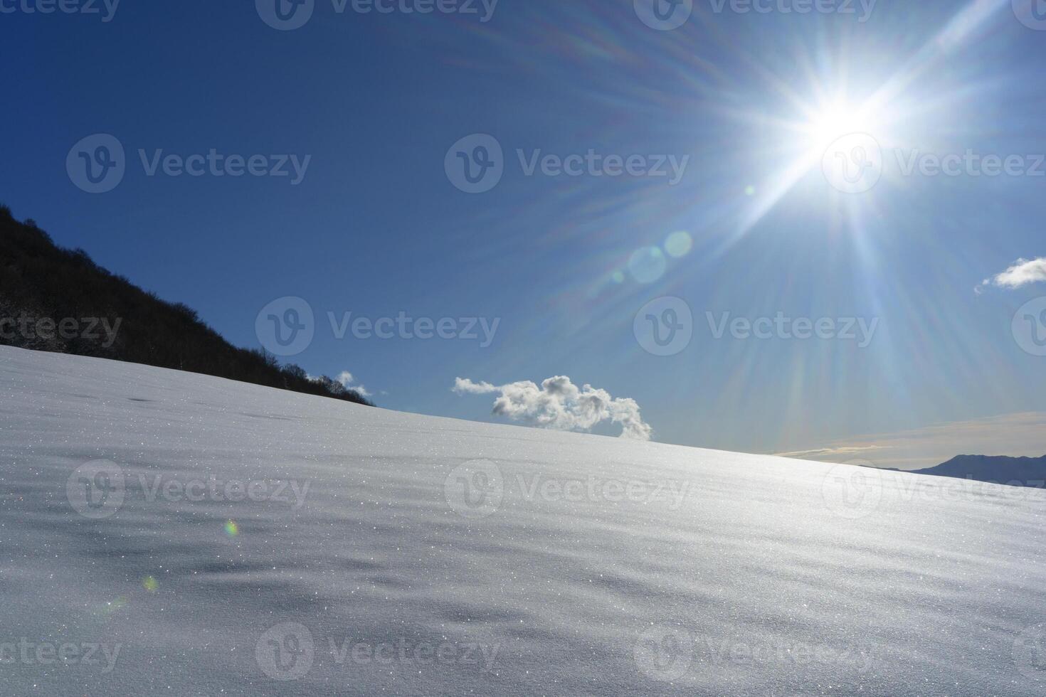 a person is skiing down a snowy slope photo