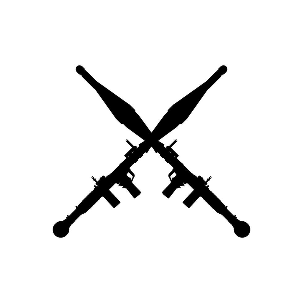 Silhouette of the Bazooka or Rocket Launcher Weapon, also known as Rocket Propelled Grenade or RPG, Flat Style, can use for Art Illustration, Pictogram, Website, Infographic or Graphic Design Element vector