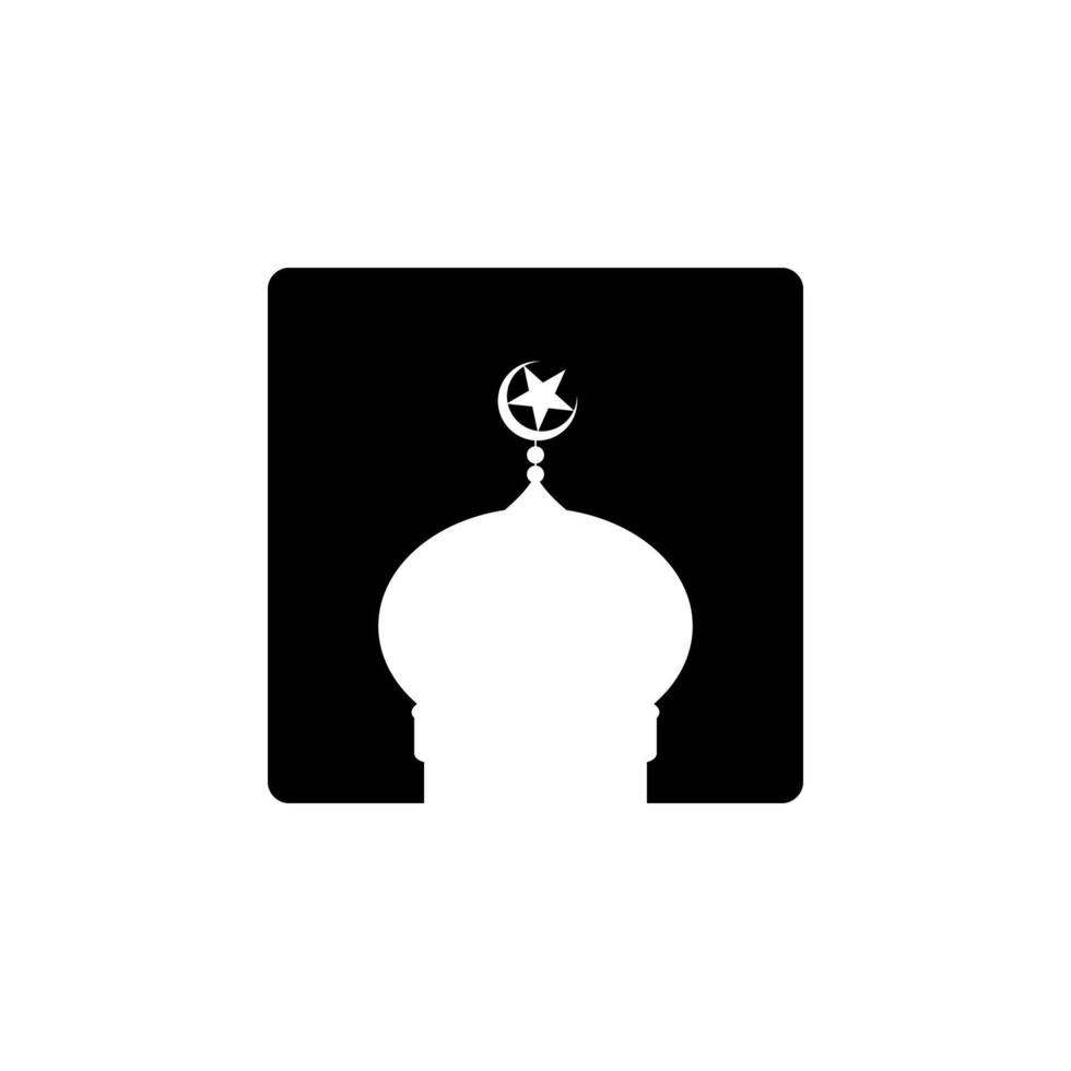 Mosque Sign Silhouette, Flat Style, can use for Icon, Symbol, Apps, Website, Pictogram, Art Illustration, Logo Gram, or Graphic Design Element. Vector Illustration