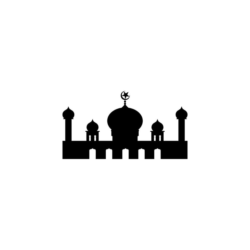 Mosque Silhouette, Flat Style. can use for Art Illustration, Decoration, Wallpaper, Background, Apps, Website, Logo Gram, Pictogram, Greeting Card or for Graphic Design Element. Vector Illustration