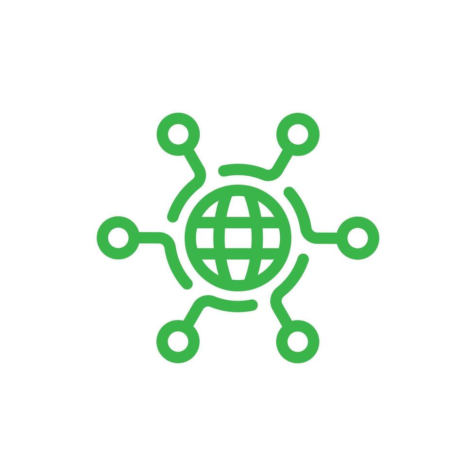 green Digital technology, social network, global connect, simple business logo. icon on white background vector