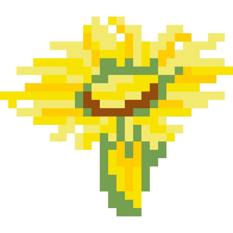 Flower cartoon icon in pixel style vector