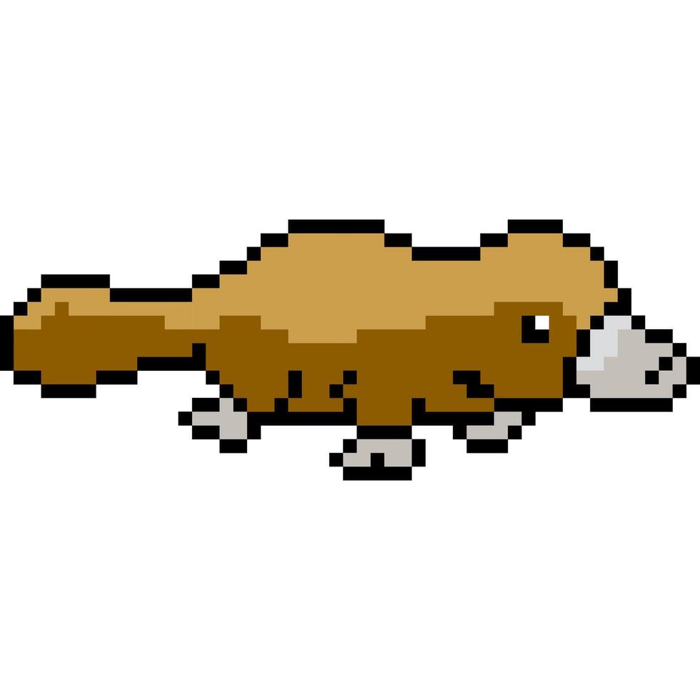 Platypus cartoon icon in pixel style vector