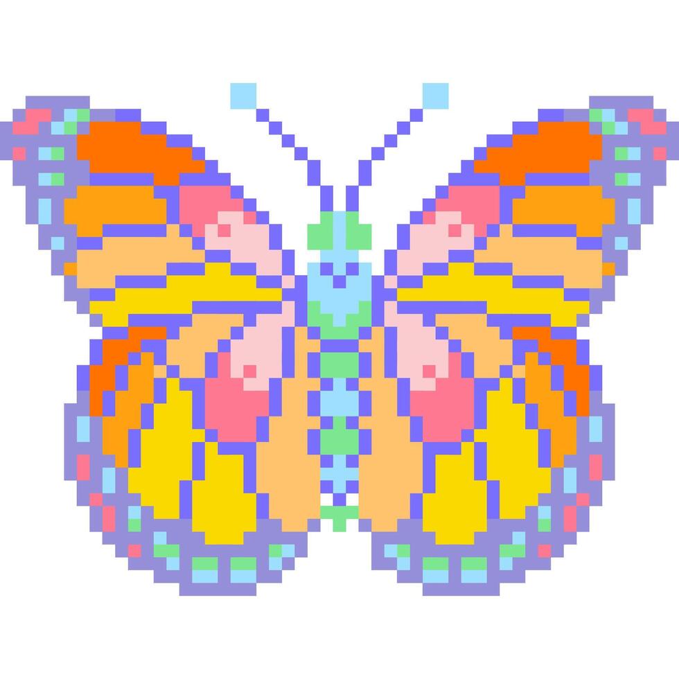 Butterfly cartoon icon in pixel style vector