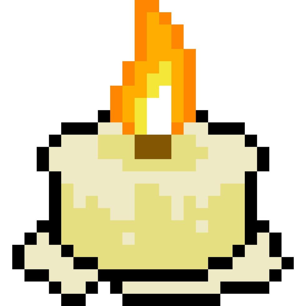 Candle cartoon icon in pixel style vector
