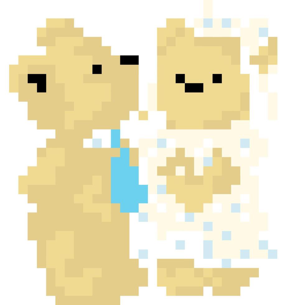 oso dibujos animados icono en píxel estilo vector