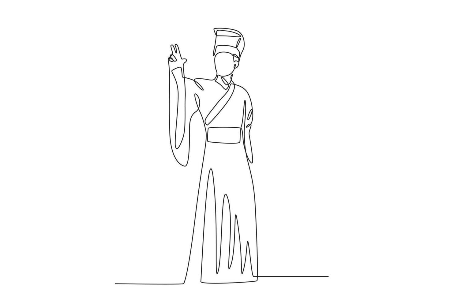 A man wears a robe and an umbrella vector