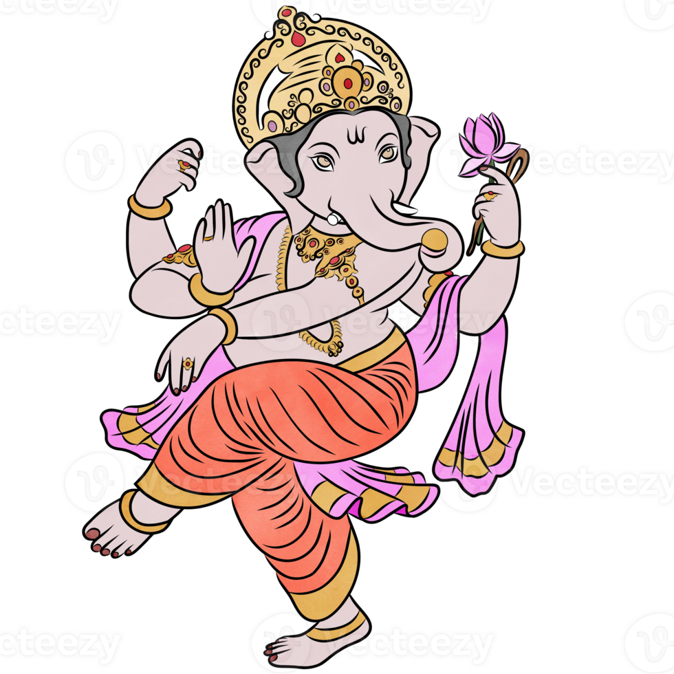 heer ganesha.god in hindoe.creatief met illustratie in vlak ontwerp. png