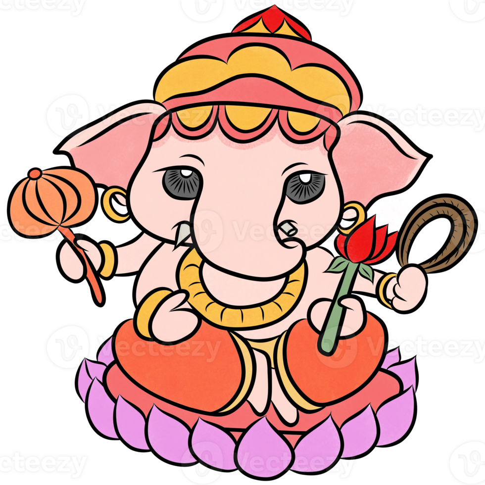 Herr ganesha.gott im hindu.kreativ mit Illustration im eben Design. png