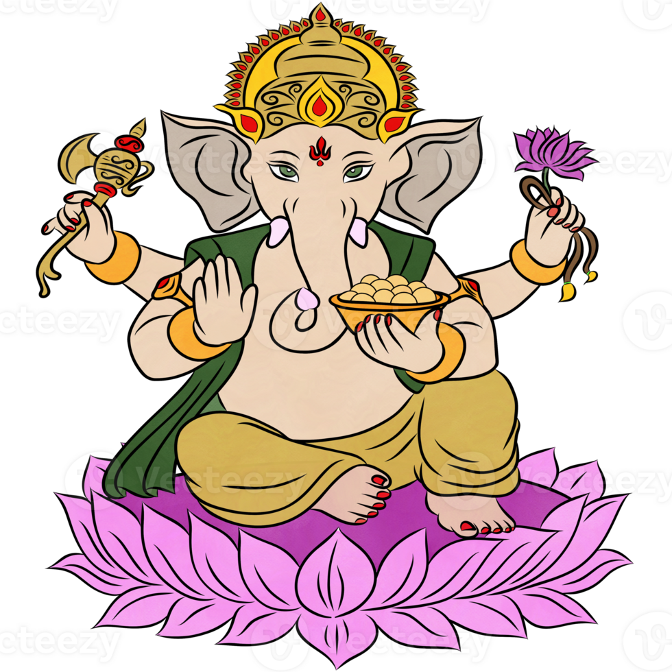 Lord Ganesha.God in hindu.Creative with illustration in flat design. png