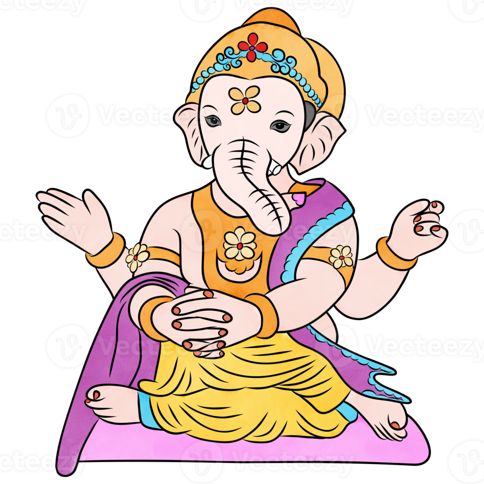 Lord Ganesha.God in hindu.Creative with illustration in flat design. png