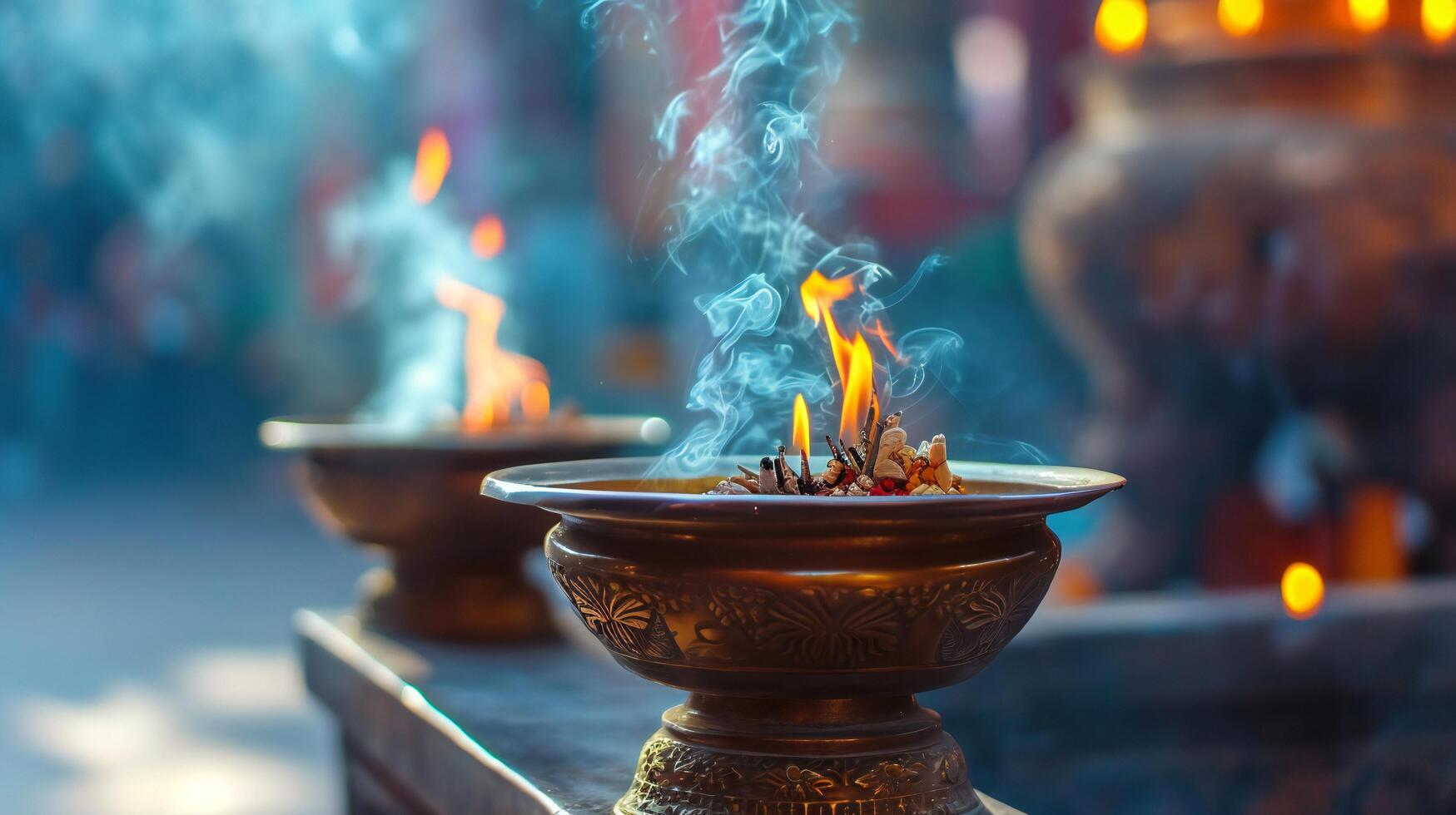 AI generated Two Flames and Wisps of Smoke in Harmony photo
