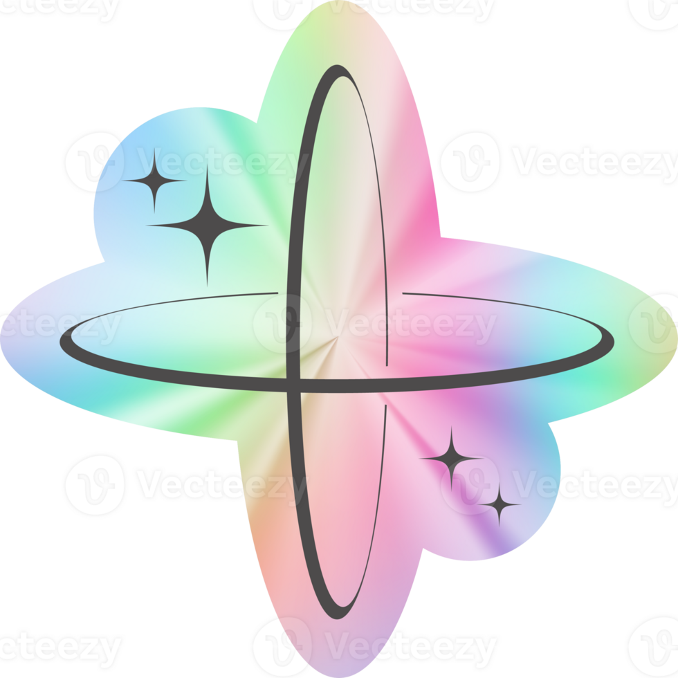 Y2k holographic sticker Cosmic orbit stars png