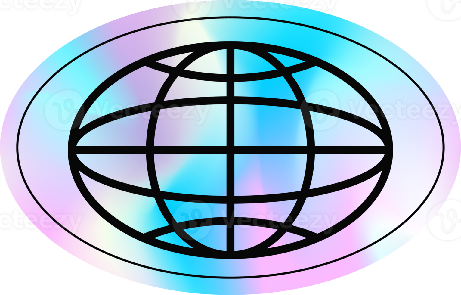 Y2k holographic globe sticker png