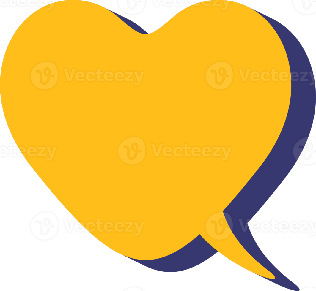 Text talk balloon. Speech bubble for dialog. Comic cloud box for message with shadow. Frame shape for comment. Heart png