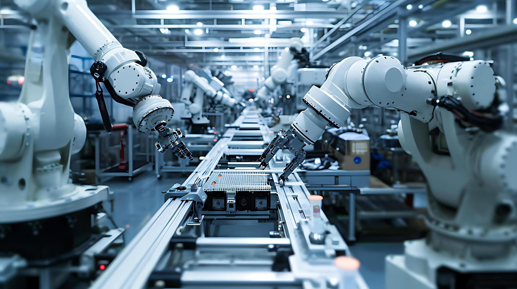 AI generated Robotic automation in industrial manufacturing photo