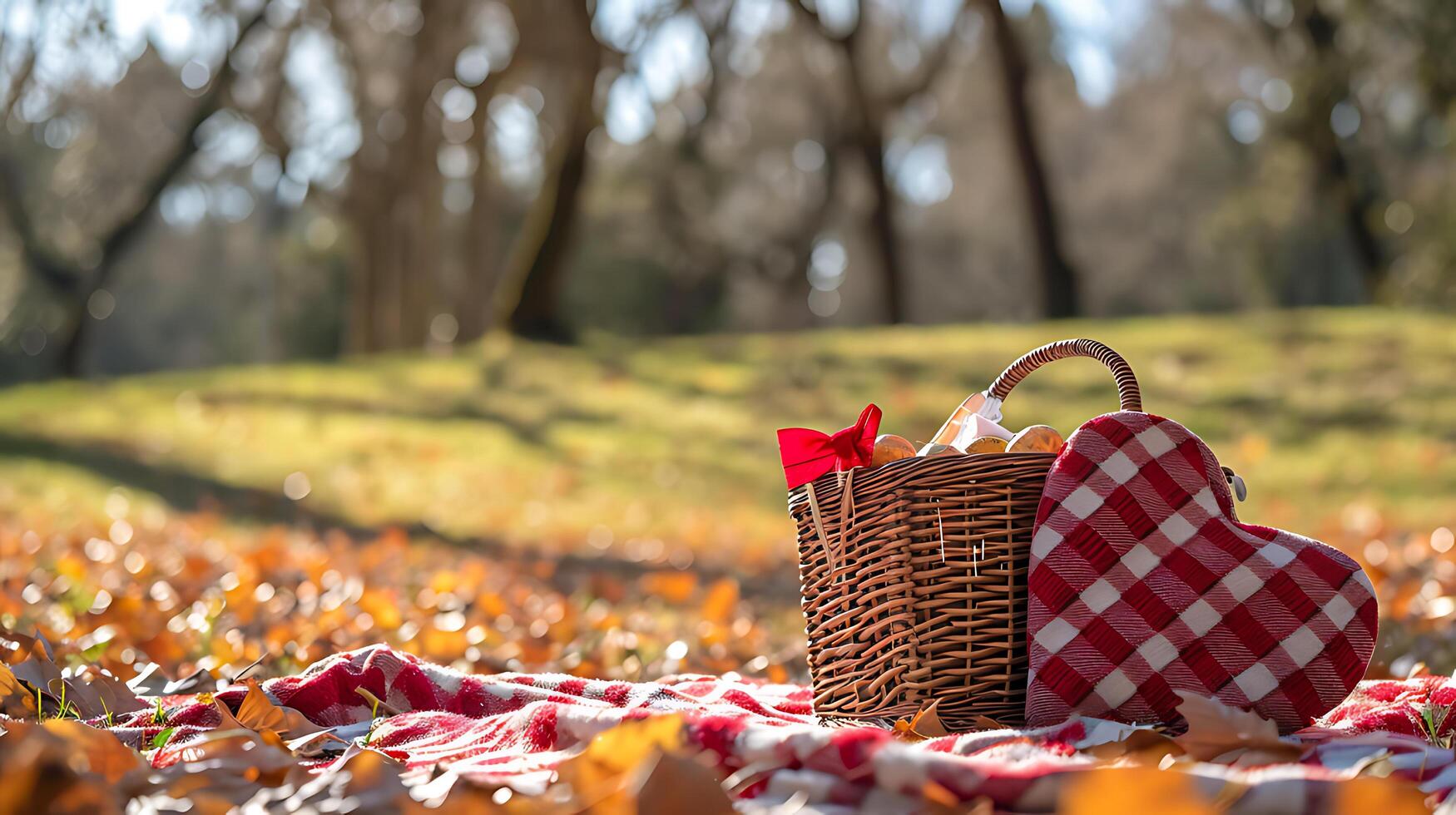AI generated Celebration style of Valentine day picnic in green garden photo