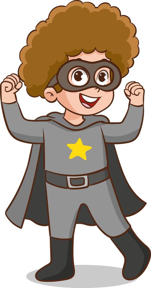 Superhero kids Cartoon Character vector Illustration