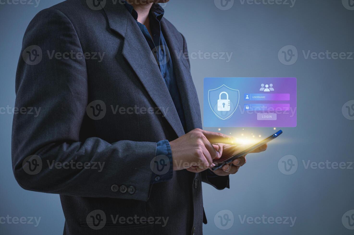 Logins for commercial and financial transaction data are protected from cyberattacks by cybersecurity, and user private data is encrypted for security photo