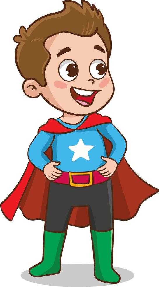 Superhero kids Cartoon Character vector Illustration