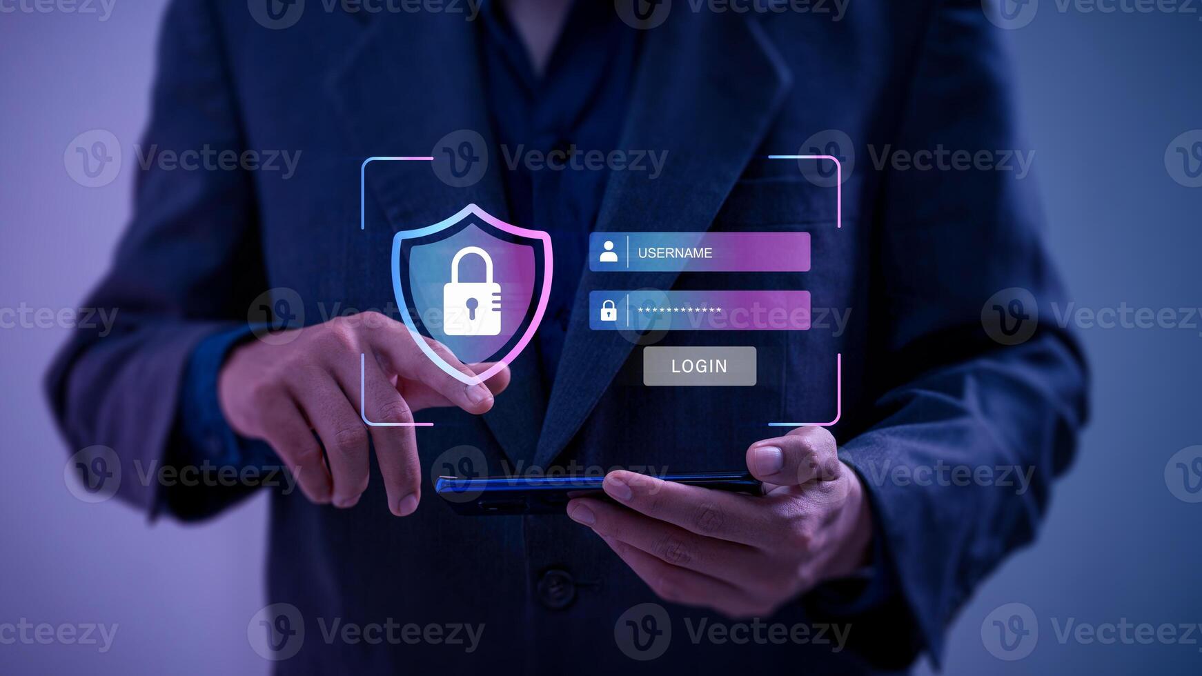 Logins for commercial and financial transaction data are protected from cyberattacks by cybersecurity, and user private data is encrypted for security photo