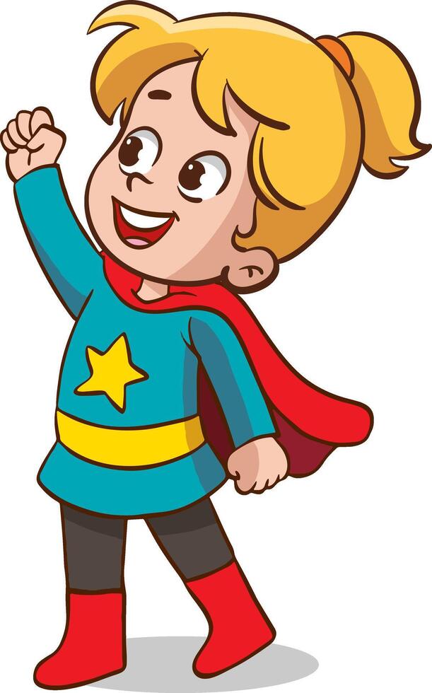 Superhero kids Cartoon Character vector Illustration