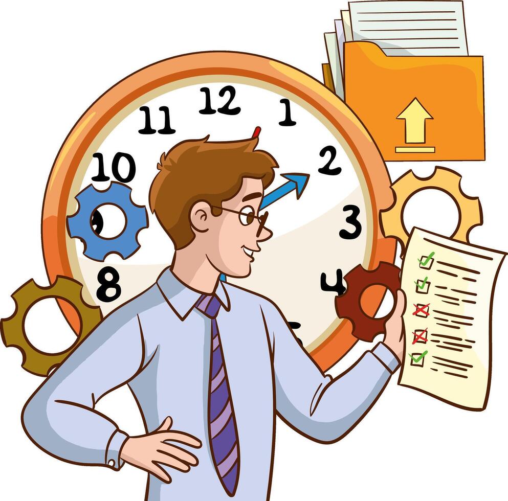 trabajo y hora concepto vector ilustración.tiempo oficina de Administración fecha límite.