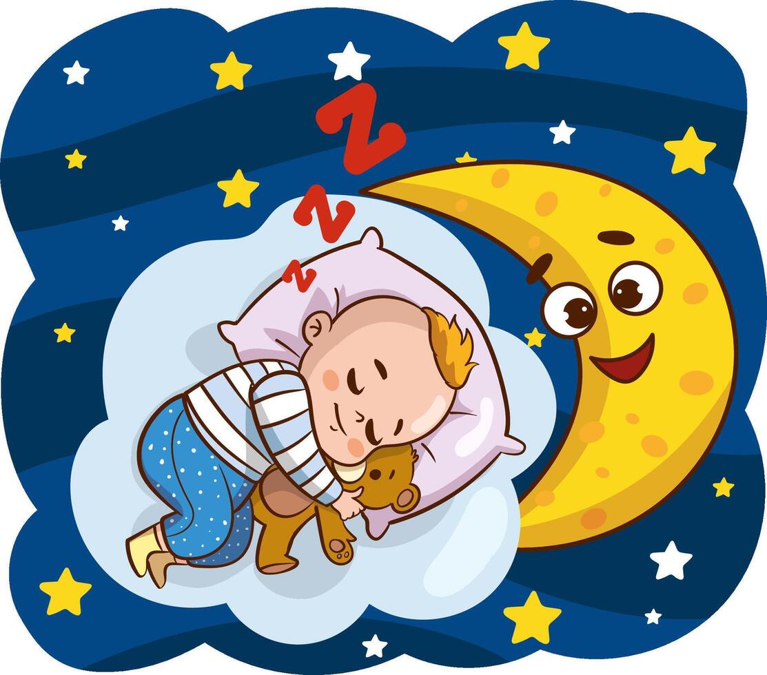 vector illustration of Sleeping baby