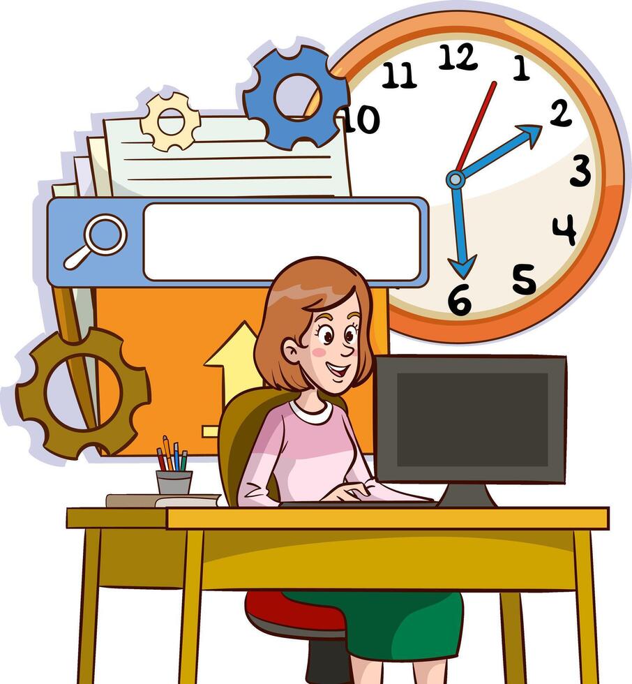 trabajo y hora concepto vector ilustración.tiempo oficina de Administración fecha límite.