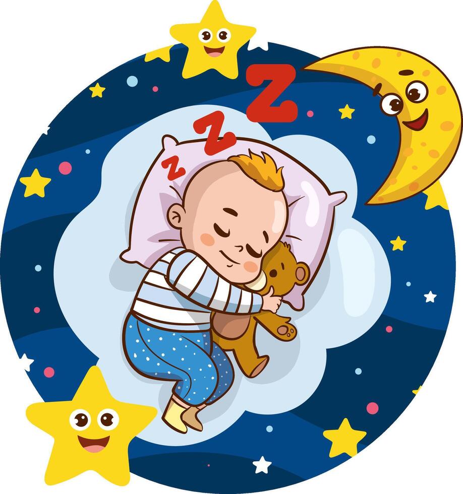 vector ilustración de dormido bebé