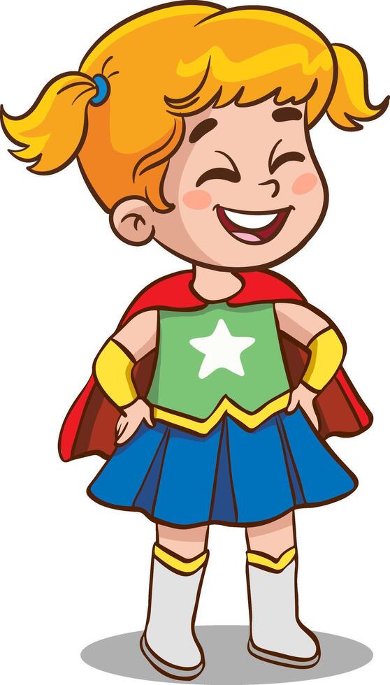 Superhero kids Cartoon Character vector Illustration