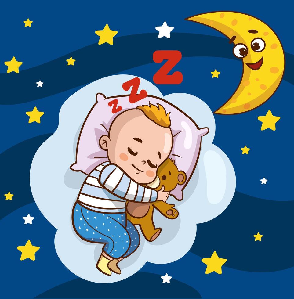 vector illustration of Sleeping baby