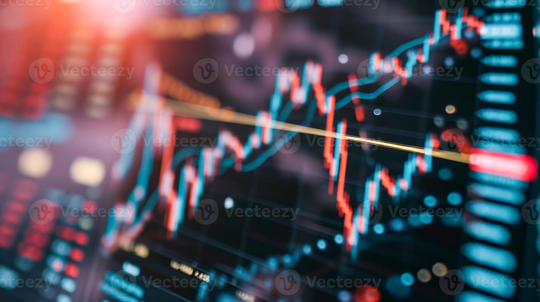 AI generated Dynamic stock market chart data on screens. Finance and trade concept. Suitable for financial investment themes. photo