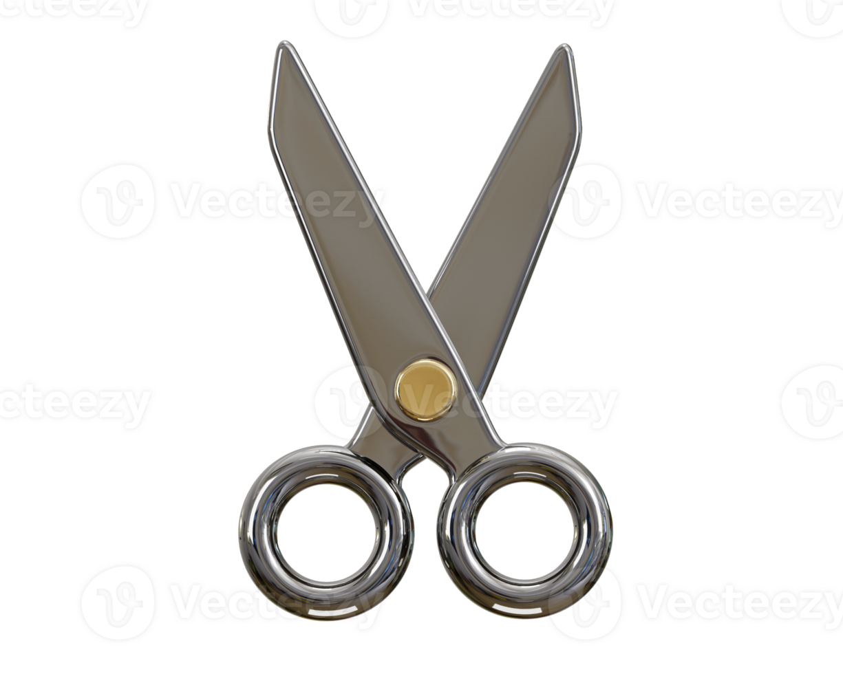 steel scissors icon 3d rendering illustration png